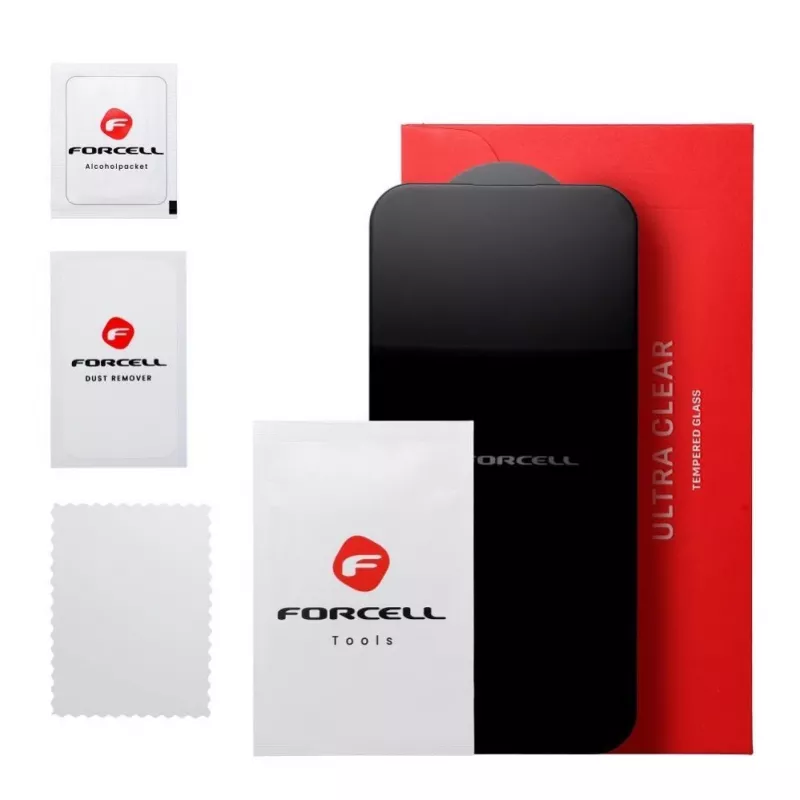 Forcell Ultra Clear Glass Tempered Glass Screen Protector für Xiaomi Redmi 14C, schwarzer Rahmen