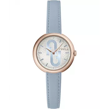 FURLA Giada Damen Quarz Analoguhr 32mm Silbernes Zifferblatt Rosa Lederarmband WW00005005L3