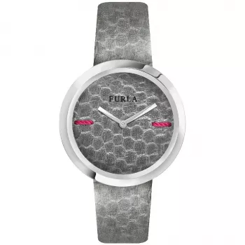 FURLA Giada Damen Quarzuhr R4251110501 34mm silbernes Zifferblatt rosa Lederarmband