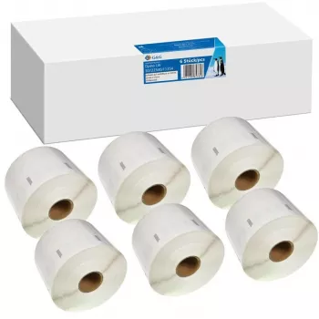 G&G Kompatible Etikettenrollen 32x57mm Schwarz auf Weiß, 6 Rollen x 1000 Etiketten, für Dymo 11354/S0722540