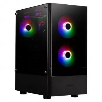 GAMDIAS Talos E3 RGB Midi-Tower ATX Gehäuse mit gehärtetem Glas Seitenteil (Schwarz)