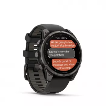 Garmin fenix 8 Pro 47 mm AMOLED Smartwatch, Saphir, Carbon Grey DLC Titanium mit Black/Pebble Grey Silikonarmband