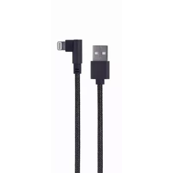 GEMBIRD Winkel-Stecker geflochtenes USB-A auf 8-Pin Lightning-Kabel 0,2 m Schwarz