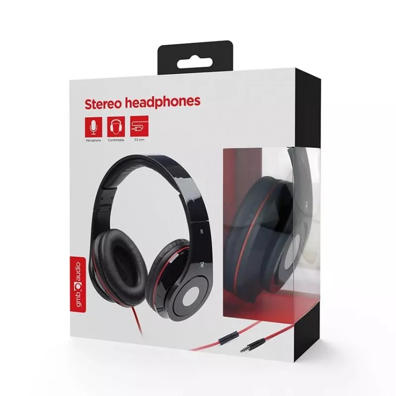 Gembird Detroit Kabelgebundenes Over-Ear-Headset mit Bügelmikrofon, Schwarz