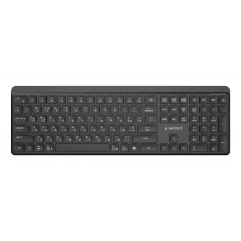 Gembird KB-WPS-03-CYRL Dual-Mode Slim Wireless Keyboard (2.4G + BT), Russisches/Kyrillisches Layout, Schwarz