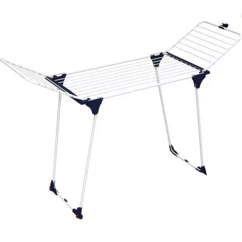Genio 157185 27m 3-lagiger faltbarer Wäscheständer mit Rollen, Weiß/Blau