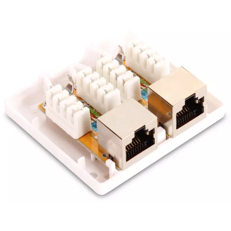 GETFORT GF-2G5EFTP Geschirmte Aufputz-RJ45-Dose, 2-Port, Cat.5e, Weiß
