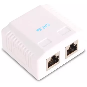 GETFORT GF-2G5EUTP Aufputz-Doppel-RJ45 Cat.5e UTP Netzwerkdose, Weiß