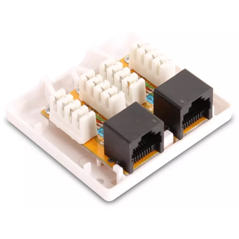 GETFORT GF-2G6UTP Aufputz-2-Port-RJ45-Cat.6-UTP-Netzwerkdose, Weiß