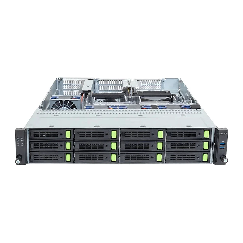 Gigabyte R263-ZG0-AAL2 (Rev. 3.x) 2HE Rack-Server-Barebone, Single AMD SP5, 12x 3,5/2,5-Zoll-Schächte