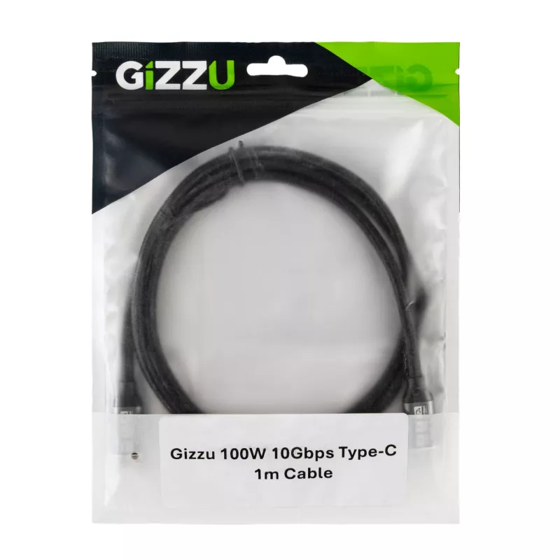 GIZZU 100W 10Gbps USB-C auf USB-C Kabel 1m Schwarz
