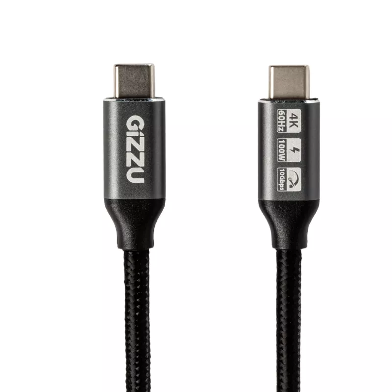 GIZZU 100W 10Gbps USB-C auf USB-C Kabel 1m Schwarz