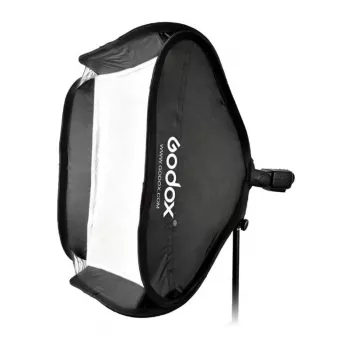 Godox SFUV5050 Zusammenklappbare quadratische Softbox 50x50cm mit S-Typ-Halterung, silbernem Innenraum, abnehmbaren Diffusoren und Tragetasche