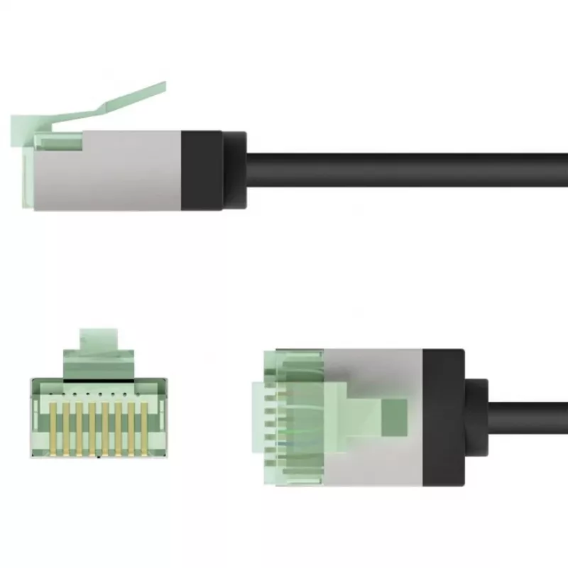 Goobay Ultraflexibles Cat 8.1 Slim U/FTP Patchkabel, extrakurze Stecker, 5 m, Schwarz (74356)