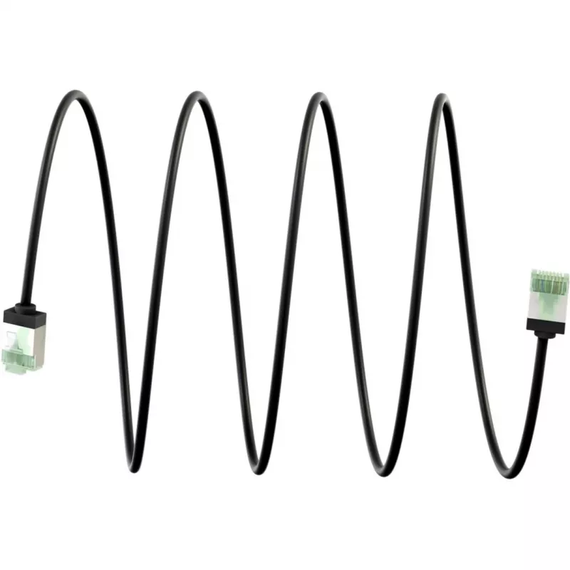 Goobay Ultraflexibles Cat 8.1 Slim U/FTP Patchkabel, extrakurze Stecker, 5 m, Schwarz (74356)