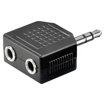 Goobay Headphone AUX Adapter 3,5 mm Jack 1-to-2 Splitter, 0,2 m, Schwarz