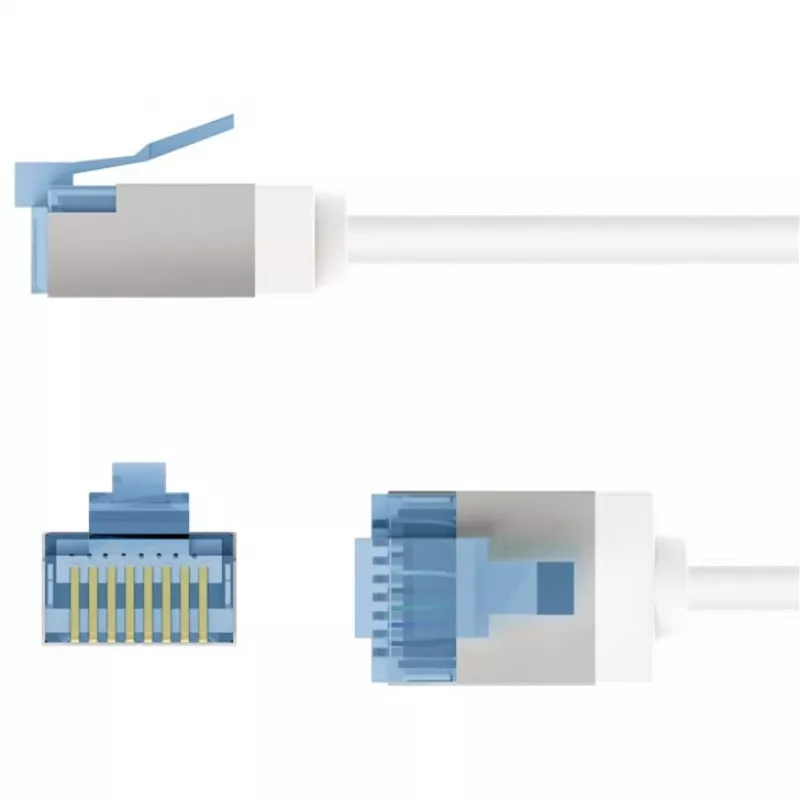 GOOBAY Ultra-Flexibles Cat.6a Slim Patchkabel U/FTP, Weiß, 5 m, extra kurze Stecker