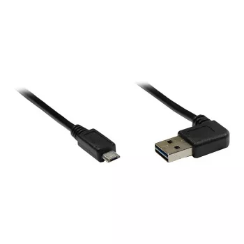 GoodConnections Alcasa USB 2.0 A auf Micro-B Kabel, abgewinkelt, vergoldet, 1m, Schwarz