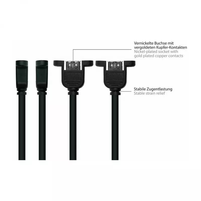 GoodConnections Alcasa USB 2.0 Verlängerungskabel, USB-A Stecker auf USB-A Buchse, 0,3 m, Schwarz