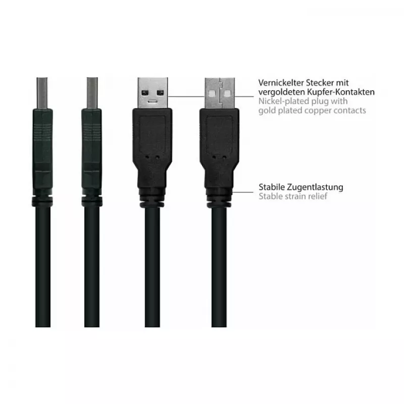 GoodConnections Alcasa USB 2.0 Verlängerungskabel, USB-A Stecker auf USB-A Buchse, 0,3 m, Schwarz