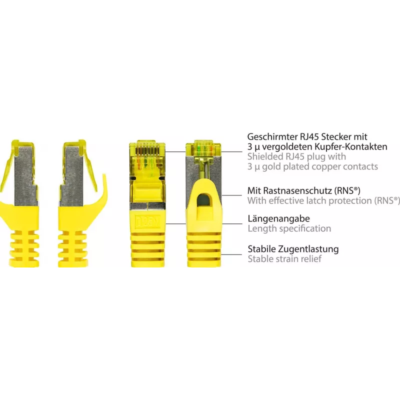 GoodConnections Cat.7 RJ45 Patchkabel - 25m, Gelb, S/FTP PiMF, halogenfrei, 600MHz (8070R-250Y)