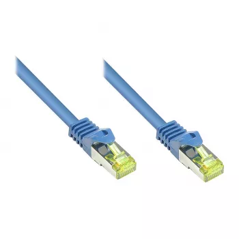 GoodConnections RJ45 Patchkabel Cat.7 S/FTP PiMF halogenfrei 500MHz OFC Blau 10m mit Knickschutz