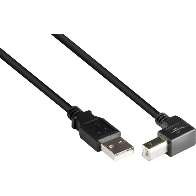GoodConnections USB 2.0 Kabel A auf B abgewinkelt nach unten 2m Schwarz