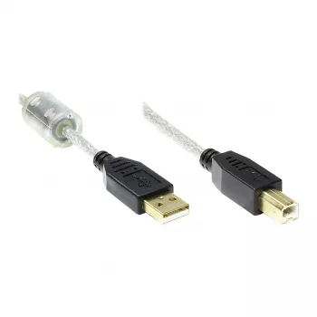 GoodConnections USB 2.0 High Quality Kabel mit Ferritkern und Goldkontakten, Transparent, 3 m (2510-3TQ)