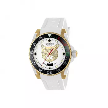Gucci Dive Herrenuhr YA136322 40mm Edelstahl Schwarzes Zifferblatt Kautschukband