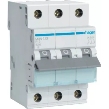 Hager MBN313 13A 3-poliger B-Charakteristik Leitungsschutzschalter, 6kA, 3 Module