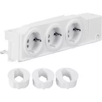 Hager VZ00AS DIN-Schienen-Schuko-Steckdose, 3-fach, drehbar, Schraubklemmen