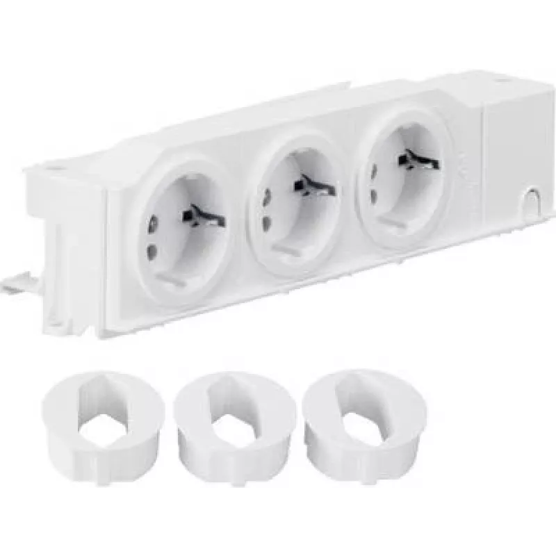 Hager VZ00AS DIN-Schienen-Schuko-Steckdose, 3-fach, drehbar, Schraubklemmen