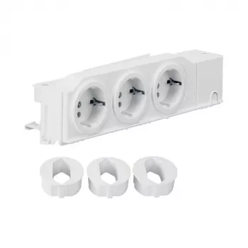 Hager VZ00AS DIN-Schienen-Schuko-Steckdose, 3-fach, drehbar, Schraubklemmen
