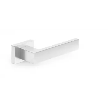 HANDLE DOOR CUBE RT CHROME - Türdrücker-Set aus Zinklegierung mit poliertem Chrom, mit quadratischer Rosette, wechselbar für Innentüren, Rosette 52x52 mm, Drücker 130 mm