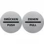 HELIT H6271800 Edelstahl Zieh-Schild, Selbstklebend, Silber mit schwarzem Aufdruck, 115 mm Durchmesser