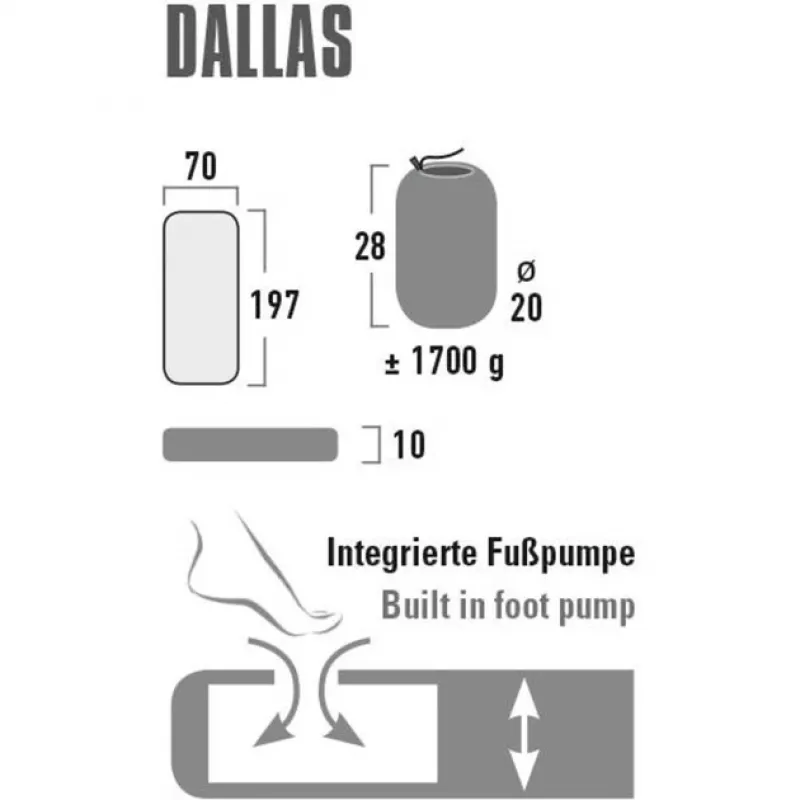 High Peak Dallas Single Luftmatratze 41032, Citronelle/Gelb, integrierte Pumpe