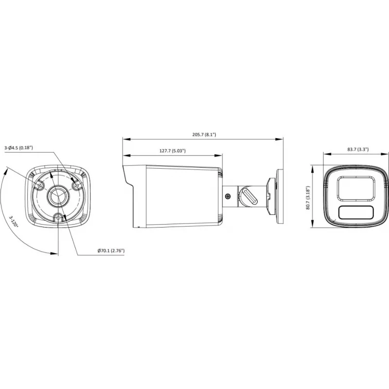 Hikvision DS-2CE12UF3T-LS 3K ColorVu 4-in-1 Mini Bullet Kamera mit 2.8mm Objektiv, 40m Warmlicht, IP67