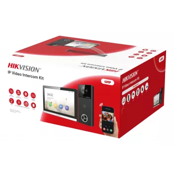 Hikvision DS-KIS610-P IP Video-Türsprechanlagen-Set mit 7-Zoll-Touchscreen, 2MP Außenstation, Wi-Fi & PoE