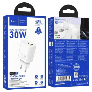 Hoco N63 Gentle PD30W+QC3.0 Ladegerät (EU) Weiß