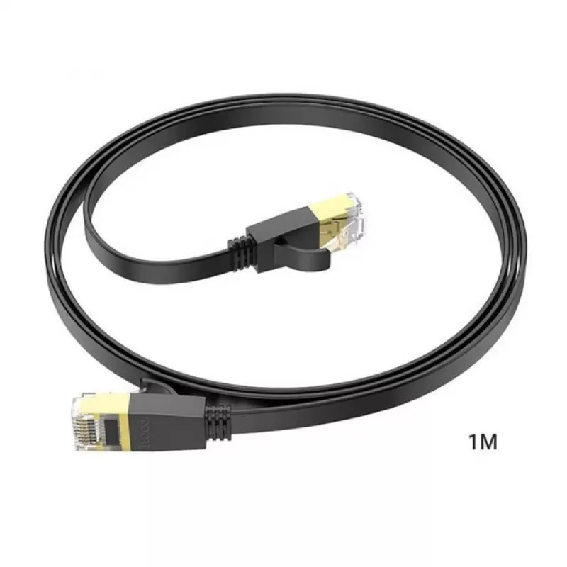 HOCO US07 Allgemeines flaches Netzwerkkabel aus reinem Kupfer (1m) Schwarz