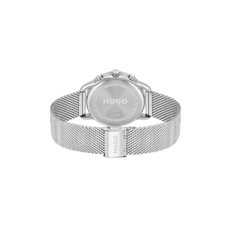 HUGO MAN 1530236 44mm Quarz-Analoguhr mit schwarzem Silikonarmband
