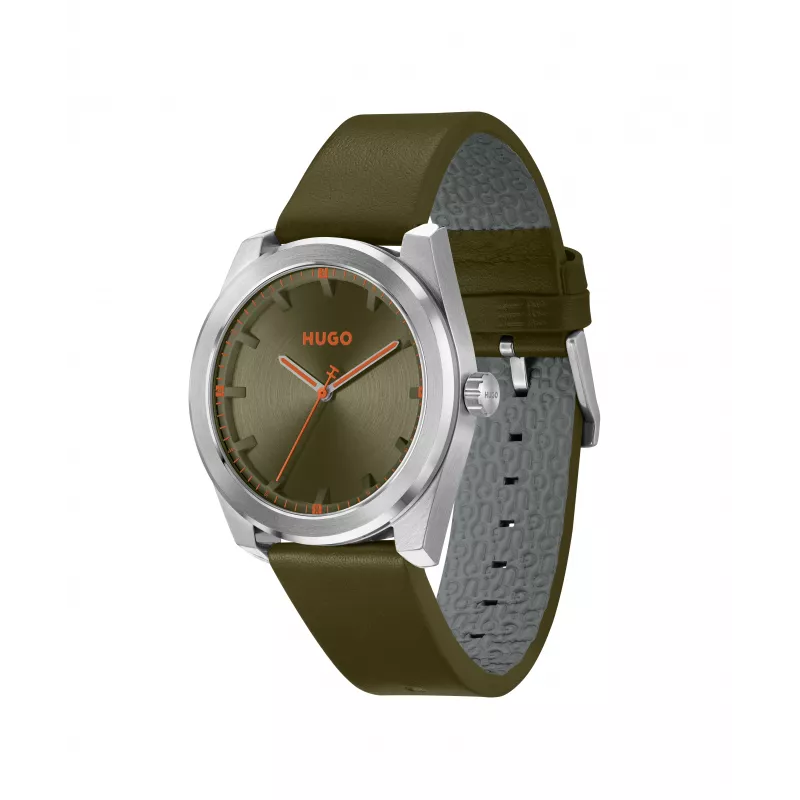 HUGO MAN Uhr 1530351 42mm Edelstahlgehäuse schwarzes Zifferblatt Lederarmband