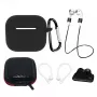 Hurtel Silikonhüllen-Set für AirPods 3 mit Karabiner und Nackenband, Schwarz