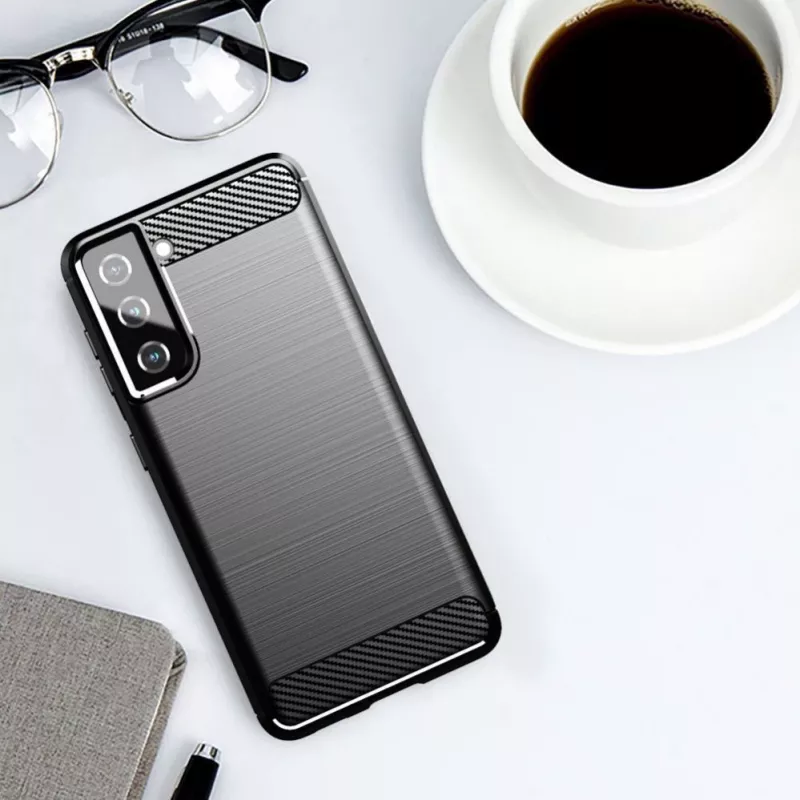 Hurtel Carbon Case Flexible Cover für Samsung Galaxy S21 FE Schwarz