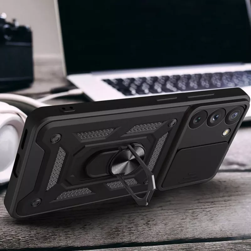 Hurtel Hybrid Armor Camshield Case für Samsung Galaxy A14 - Blau