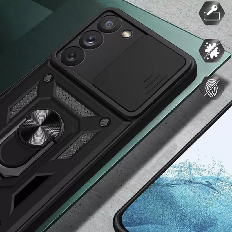 Hurtel Hybrid Armor Camshield Case für Samsung Galaxy A14 - Blau