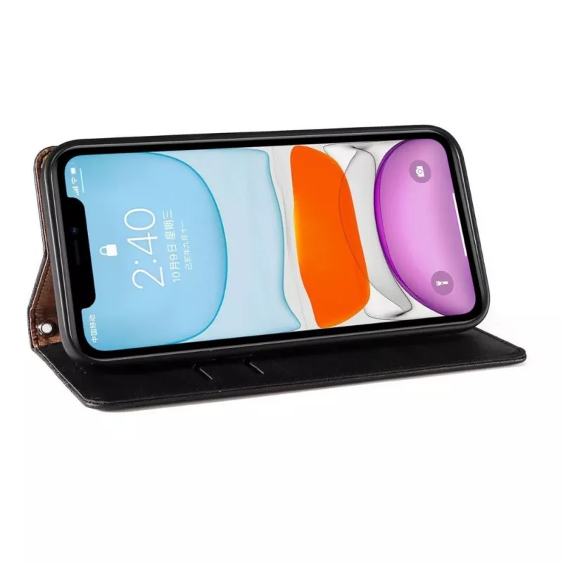 Hurtel Magnet Strap Case für iPhone 13 Mini - Wallet Cover mit Mini Lanyard Anhänger - Schwarz