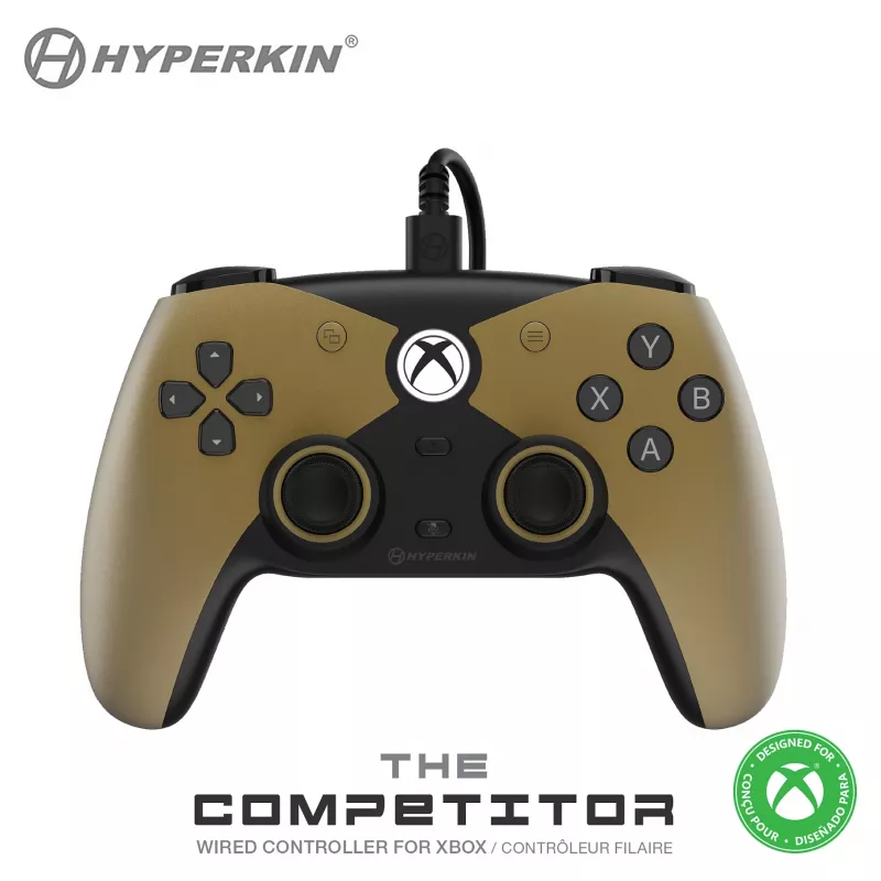 Hyperkin The Competitor kabelgebundener Controller für Xbox Series X|S, Xbox One und PC, Gold