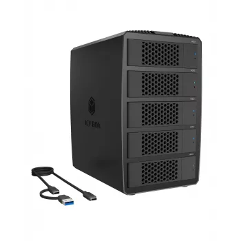 ICY BOX IB-RD3705-CU3 RAID System für 5x 2.5/3.5 SATA HDD auf USB 3.2 Gen 1, 5 Gbps, RAID 0, 1, 10, 3, 5, Single, Large, Clone