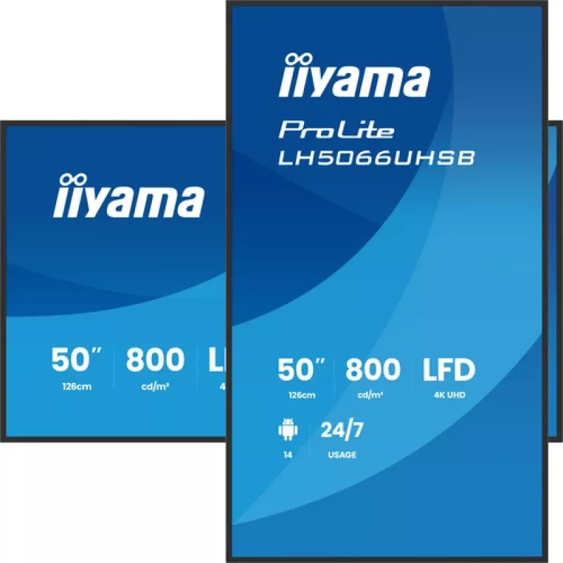 IIYAMA LH5066UHSB-B1AG 50 Zoll 4K UHD IPS Digital Signage Display mit Android, 2x HDMI, USB-C, 500 cd/m²
